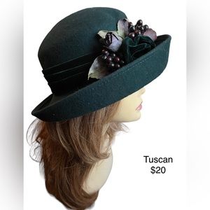 Green floral hat vintage